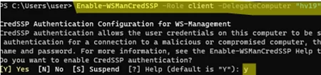 Enable-WSManCredSSP on Hyper-V client machine