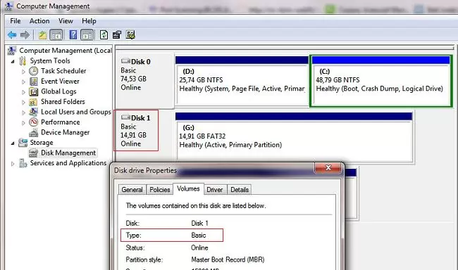 usb flash drive as basic disk